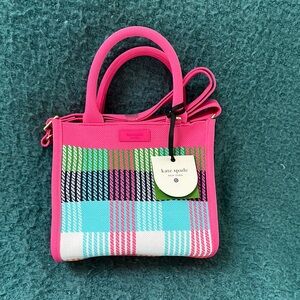 Kate Spade Target Pink and Green Plaid Tote